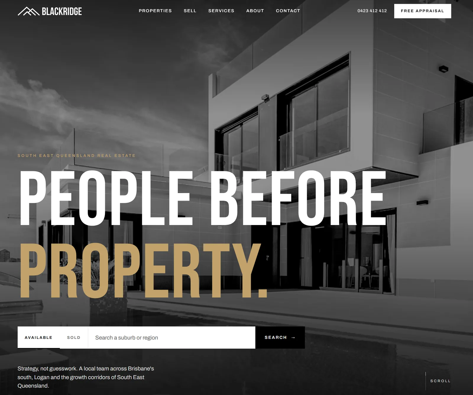 Blackridge Property Group website homepage designed by EZM