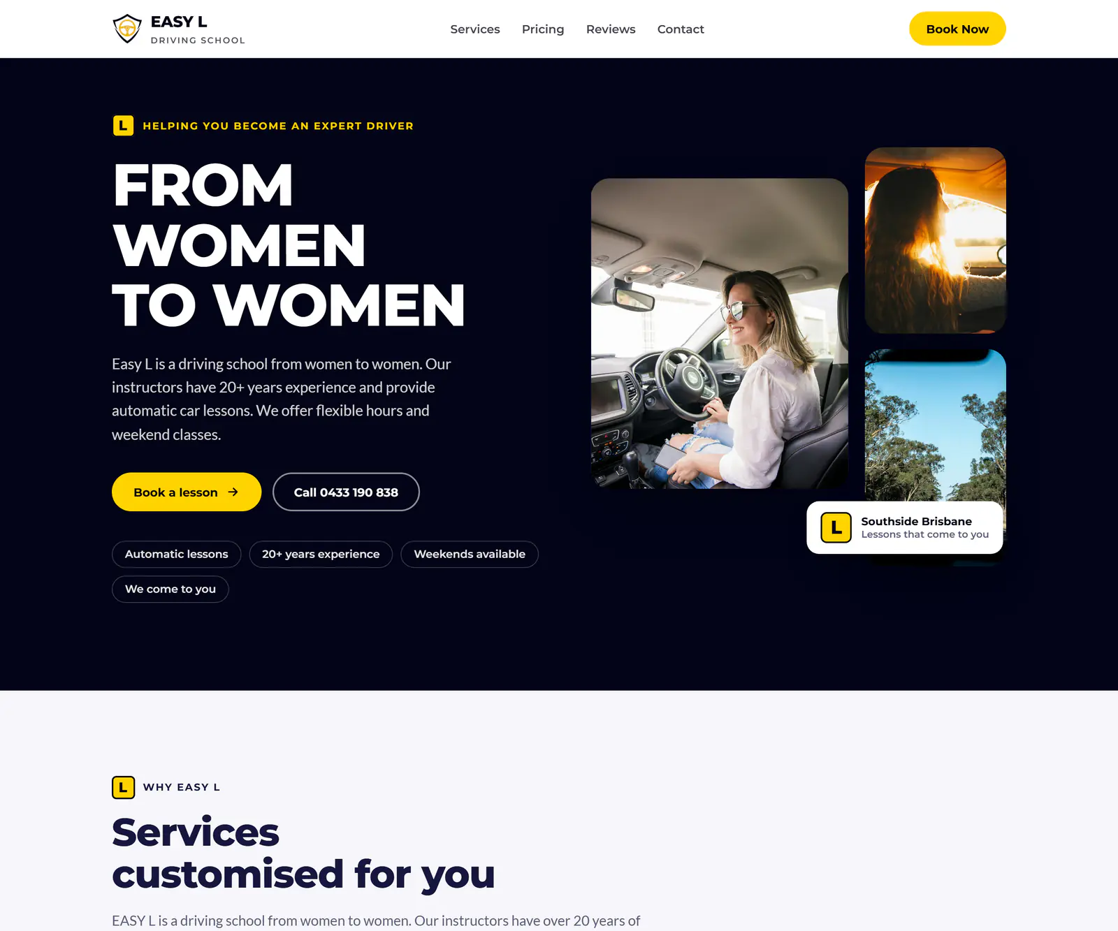 Easy L Driving School homepage designed by EZM