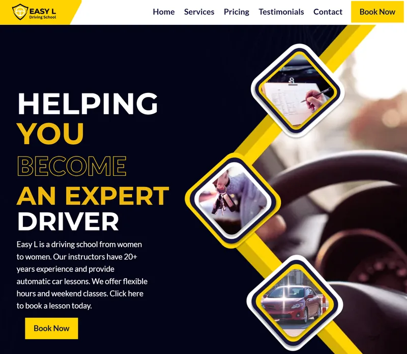 Easy L Driving School website homepage