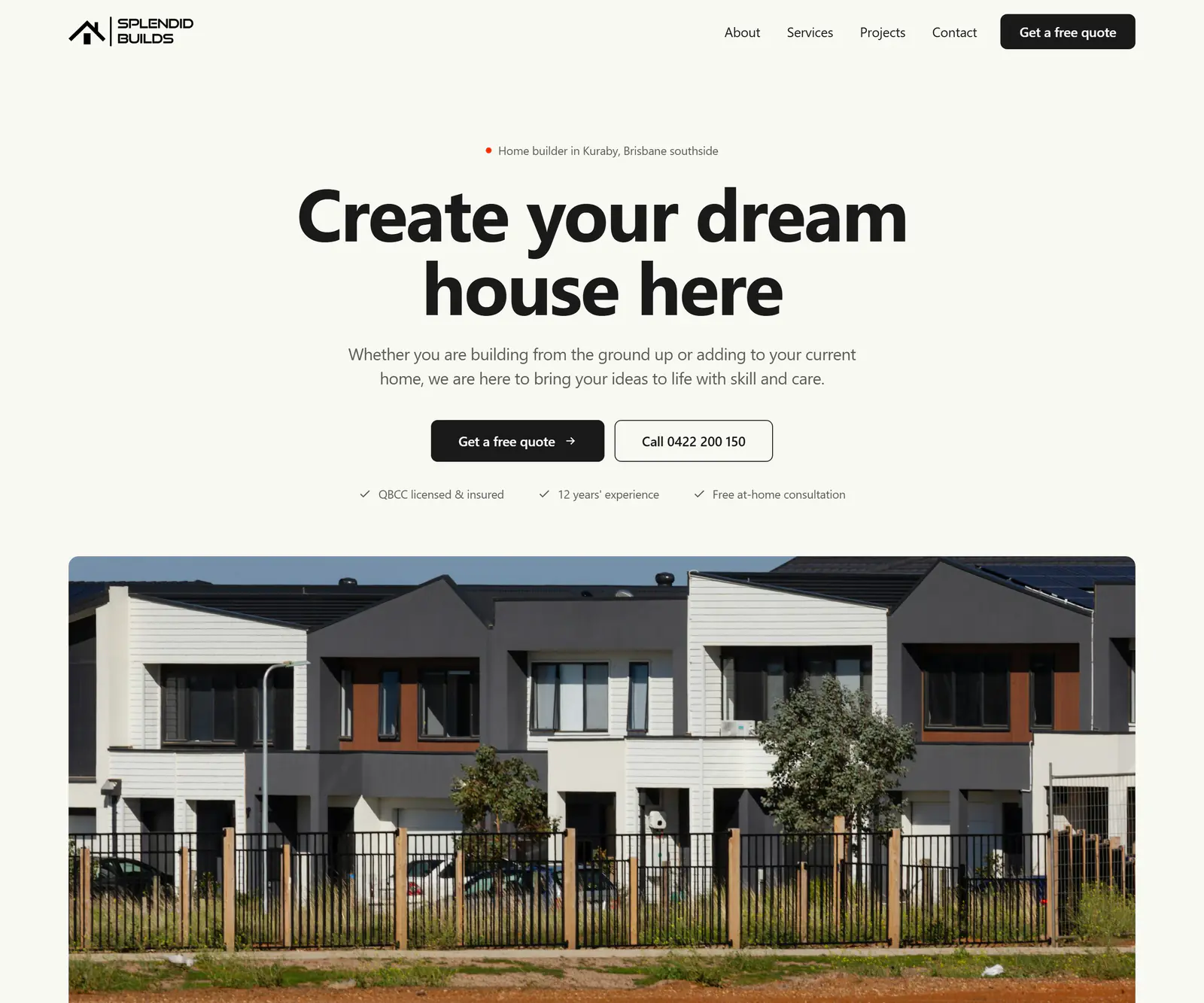 Splendid Builds homepage designed by EZM