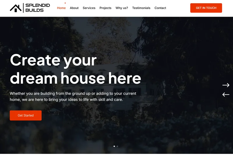 Splendid Builds website homepage