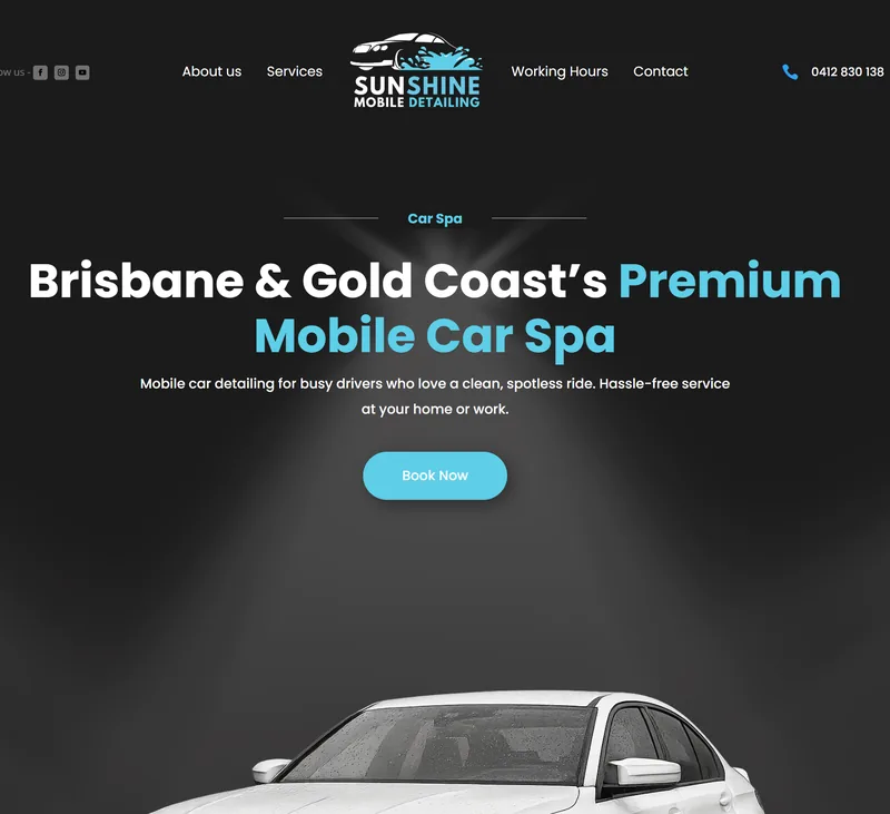 Sunshine Detailing website homepage